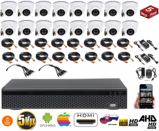 Kamerový Systém 16ch kamery AHD FULL HD 5MPx DOME